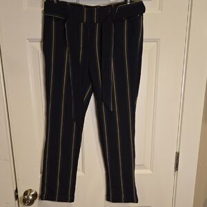 LOFT Navy and Yellow Striped Pants